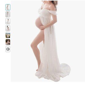 NEW Women's Off Shoulder Maternity Gown. Split Front Maxi. Maternity Photoshoot